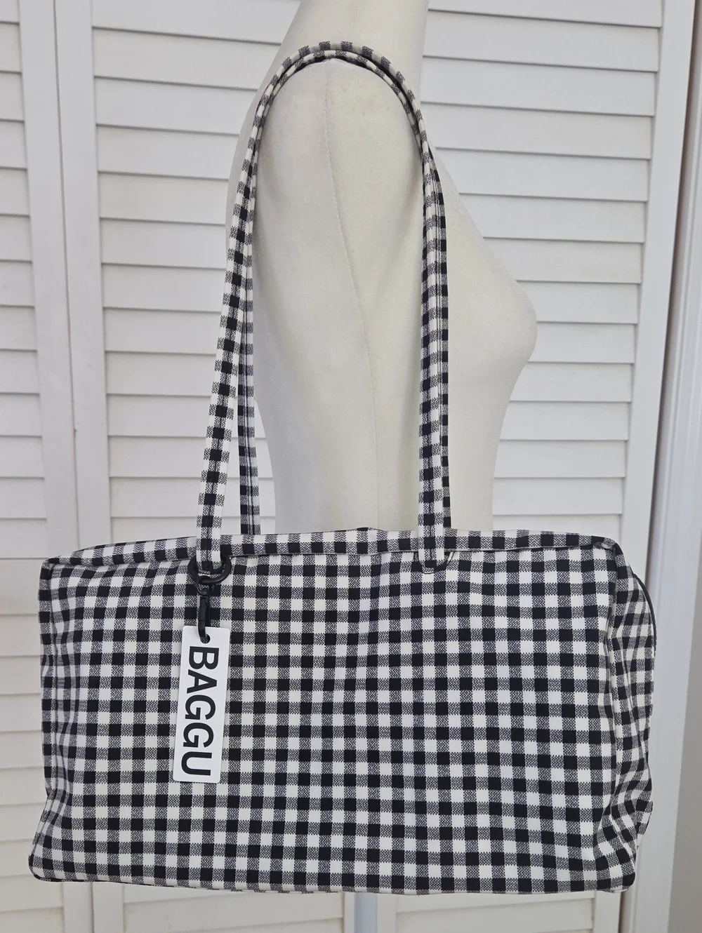 BAGGU Nylon Bowler Bag Gingham - Picture 1 of 4